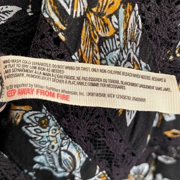 Free People Floral Print Lace Cutout Ruffle Sharkbite Hem Dress Size Extra Small - Picture 5 of 6
